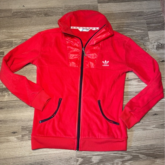VINTAGE? blue tag adidas Red Zip up Sweatshirt size Medium - Picture 1 of 4